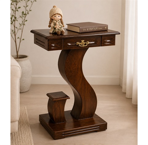 میز تلفن چوبی شکل S کد 306